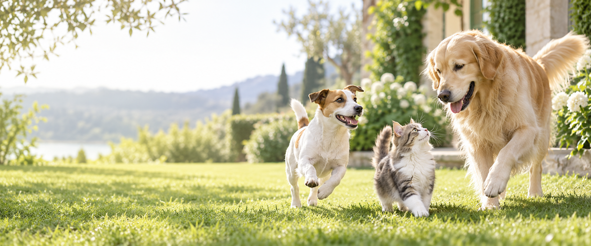 Chiens et chats heureux — accueil