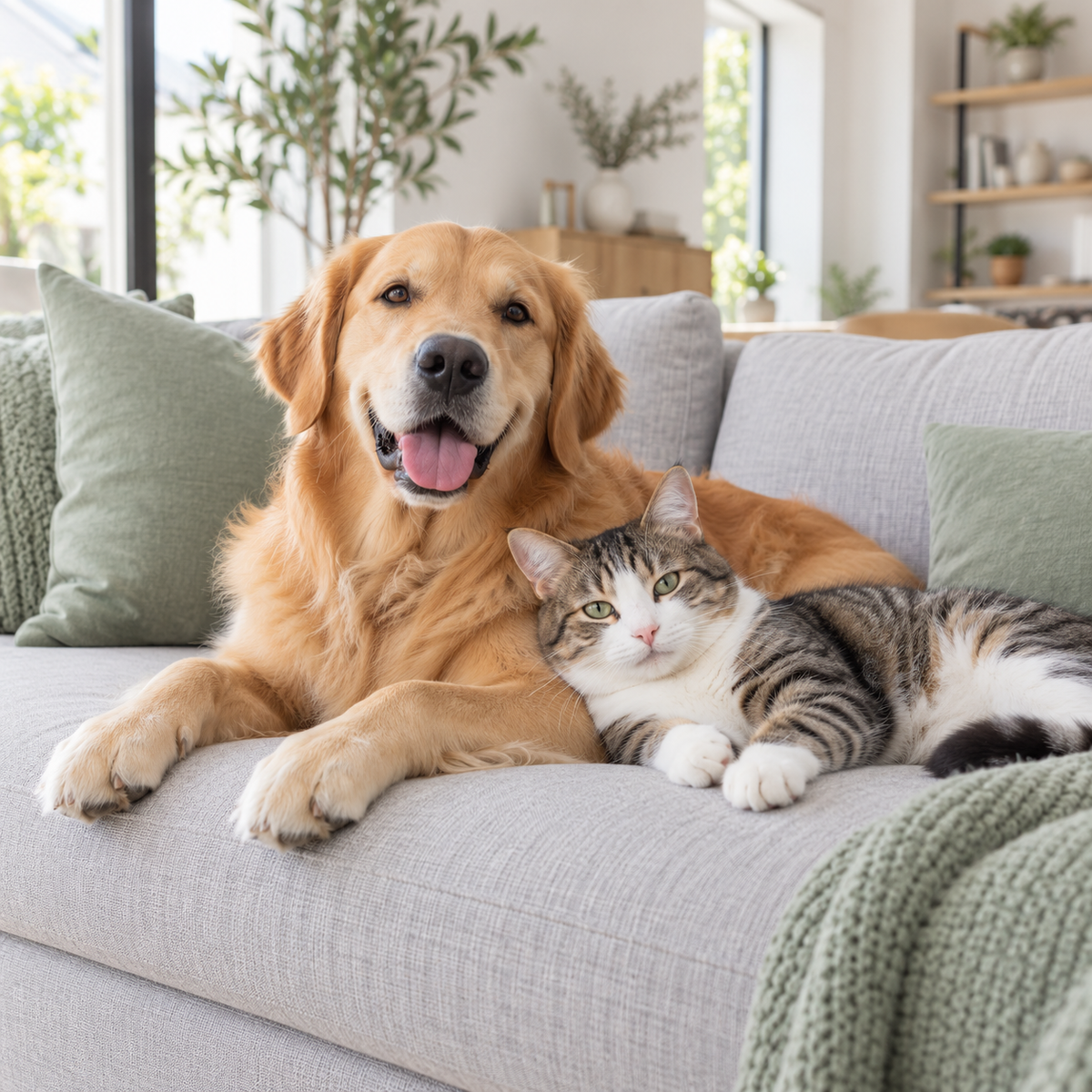 Chiens et chats heureux — anti-poils